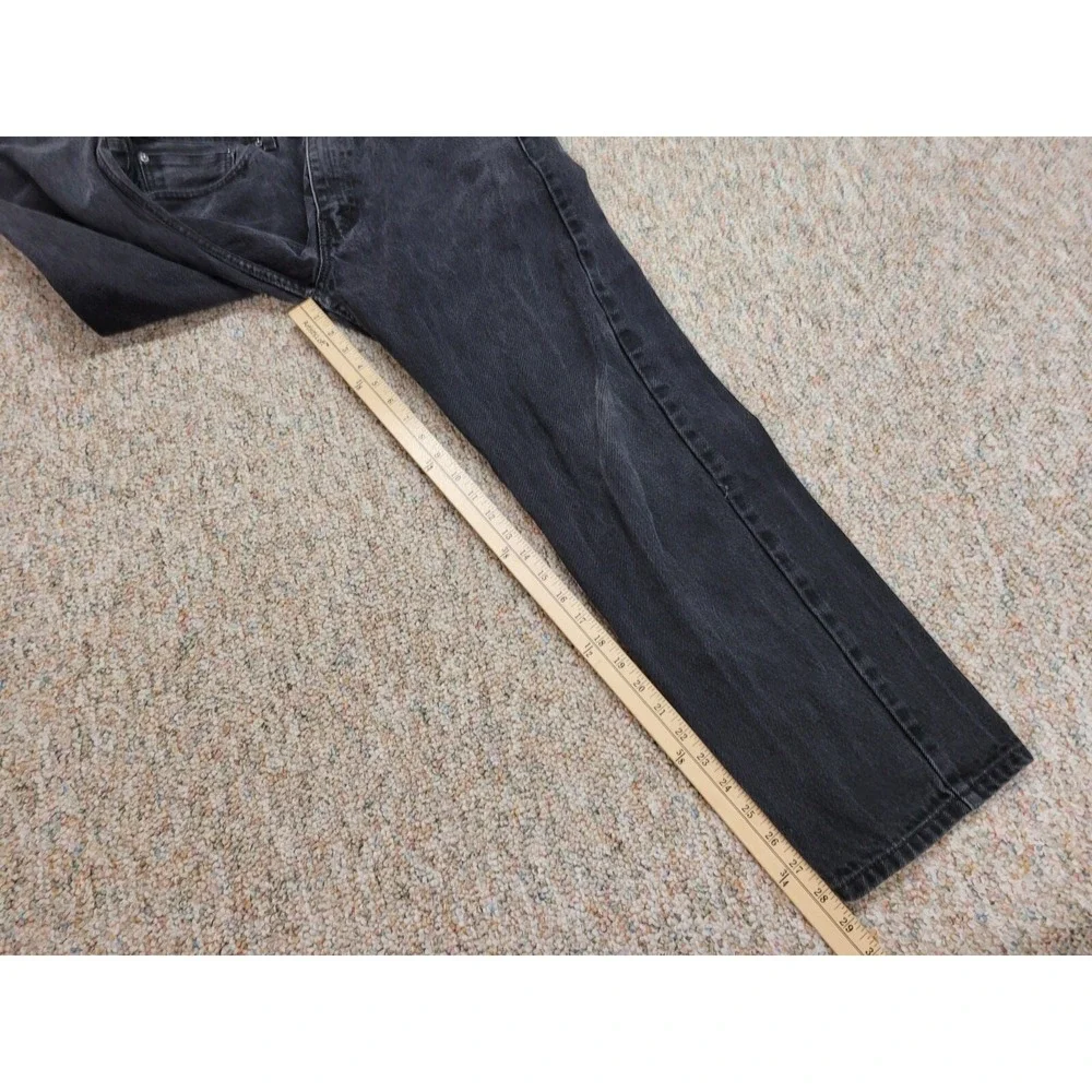 Levi's 505 Jeans Mens 36x30 Black Regular Fit Straight Leg Distressed Denim